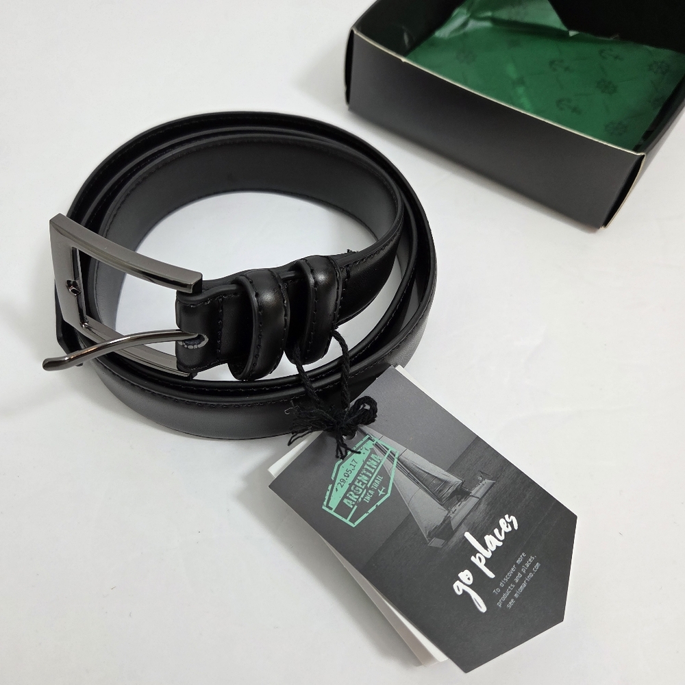 Mio Marino Black Leather Classic‎ Casual Belt size 38" NEW